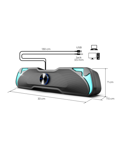 SoundBar P SoundPhonic RGB 6W RMS - Sonido Compacto y Estilo RGB - Imagen 3