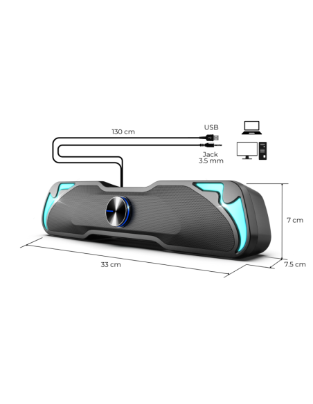 SoundBar P SoundPhonic RGB 6W RMS - Sonido Compacto y Estilo RGB - Imagen 3