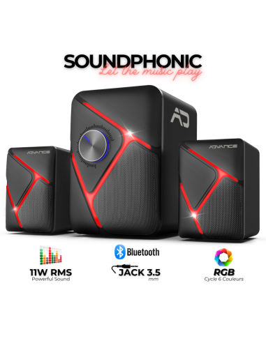 Altavoces PC 2.1 SoundPhonic RGB 11W RMS | Sonido Envolvente y Gamer - Imagen 3