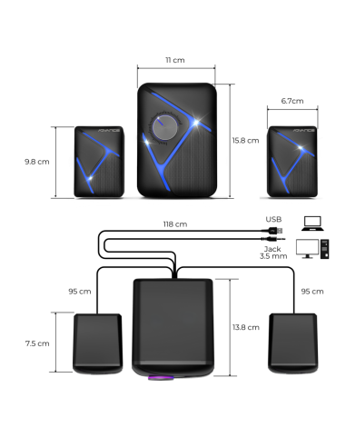 Altavoces PC 2.1 SoundPhonic RGB 11W RMS | Sonido Envolvente y Gamer - Imagen 9