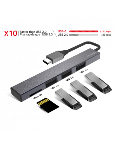 Hub XPAND SMART|3USB 2.0-SD SDHC SDXC - USB-C Cable - Imagen 3