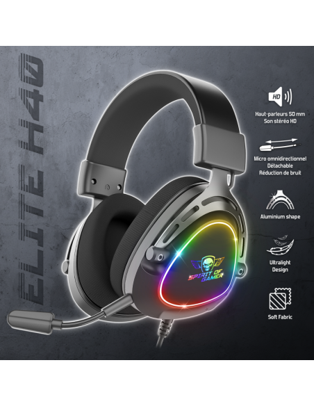 Headset con cable  RGB ELITE-H40 BK - Imagen 2