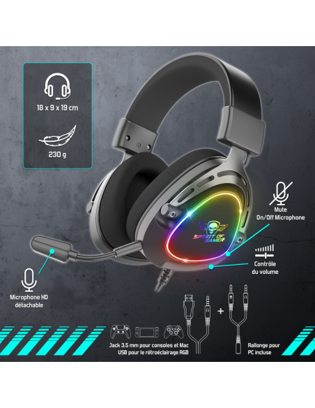 Headset con cable  RGB ELITE-H40 BK - Imagen 8