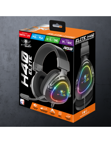 Headset con cable  RGB ELITE-H40 BK - Imagen 9