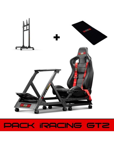 Pack Simracing GT2 GT Track Cockpit + Free Standing Single Monitor + Floor Mat - Imagen 1