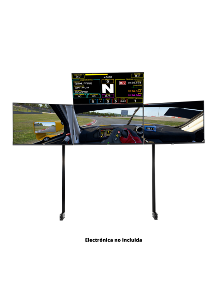 ELITE Free Standing Quad Monitor Stand Black - Imagen 2