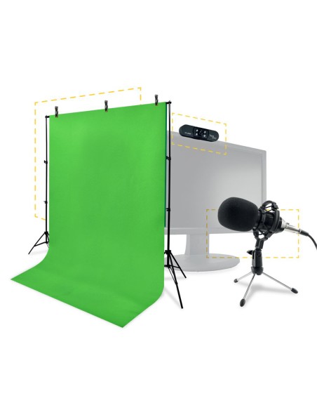Pack Streamer Steelplay Pro HD 4 en 1 Pack - Micro + Webcam + Croma + Trípode - Imagen 1
