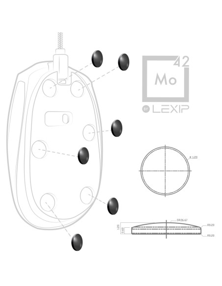 ACCESORIOS RATON LEXIP GAMING MO42 - SET OF 6 CERAMIC GLIDE FEET FOR MOUSE (PC) - Imagen 1