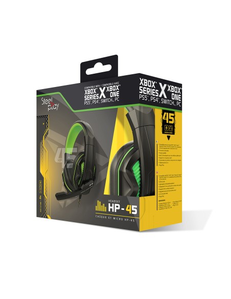 Auriculares Stereo HP45 SteelPlay Negro y Verde - Imagen 4